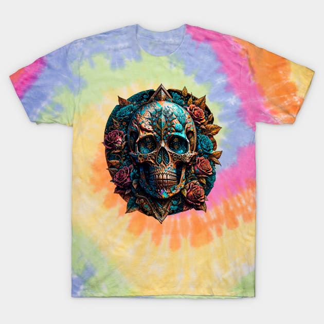 Skull & Roses (1.1) - Trippy Psychedelic Skulls T-Shirt by TheThirdEye